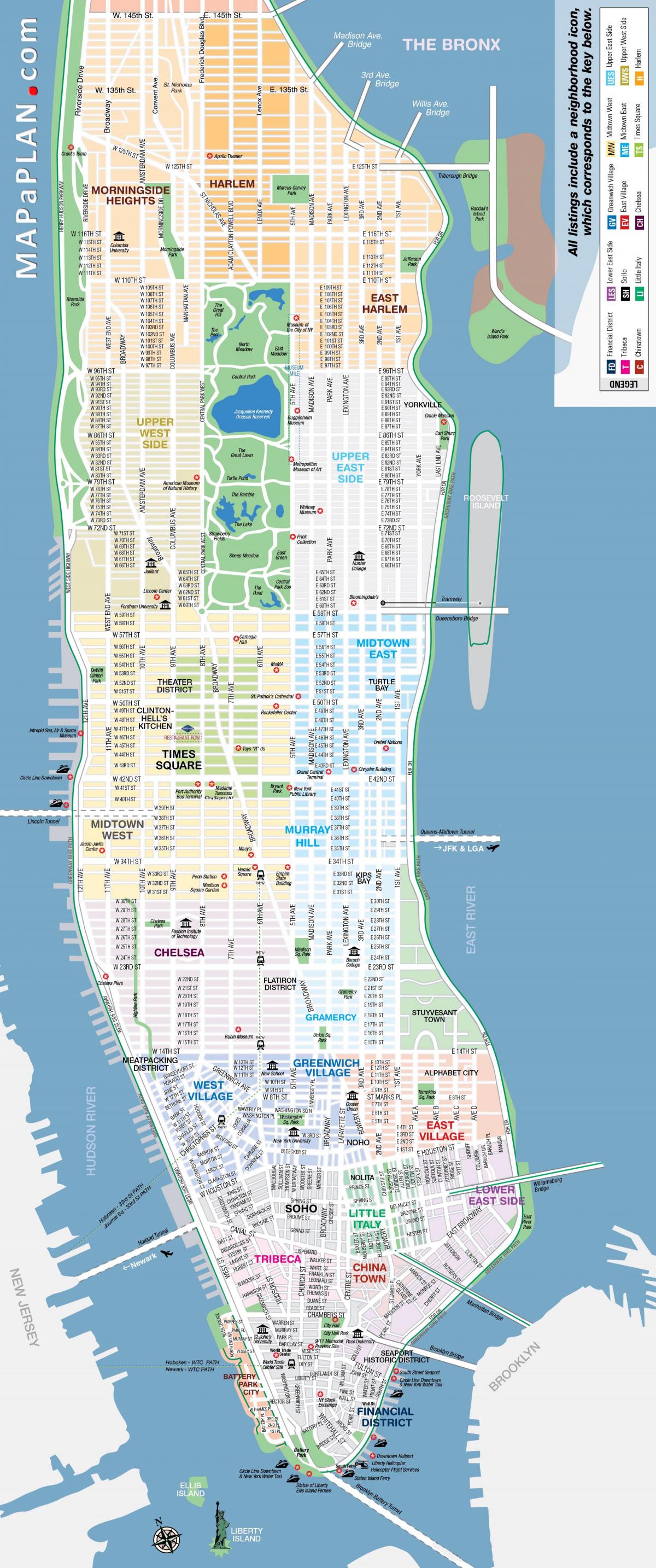 ingyenes nyomtatható térkép Manhattan-new YORK