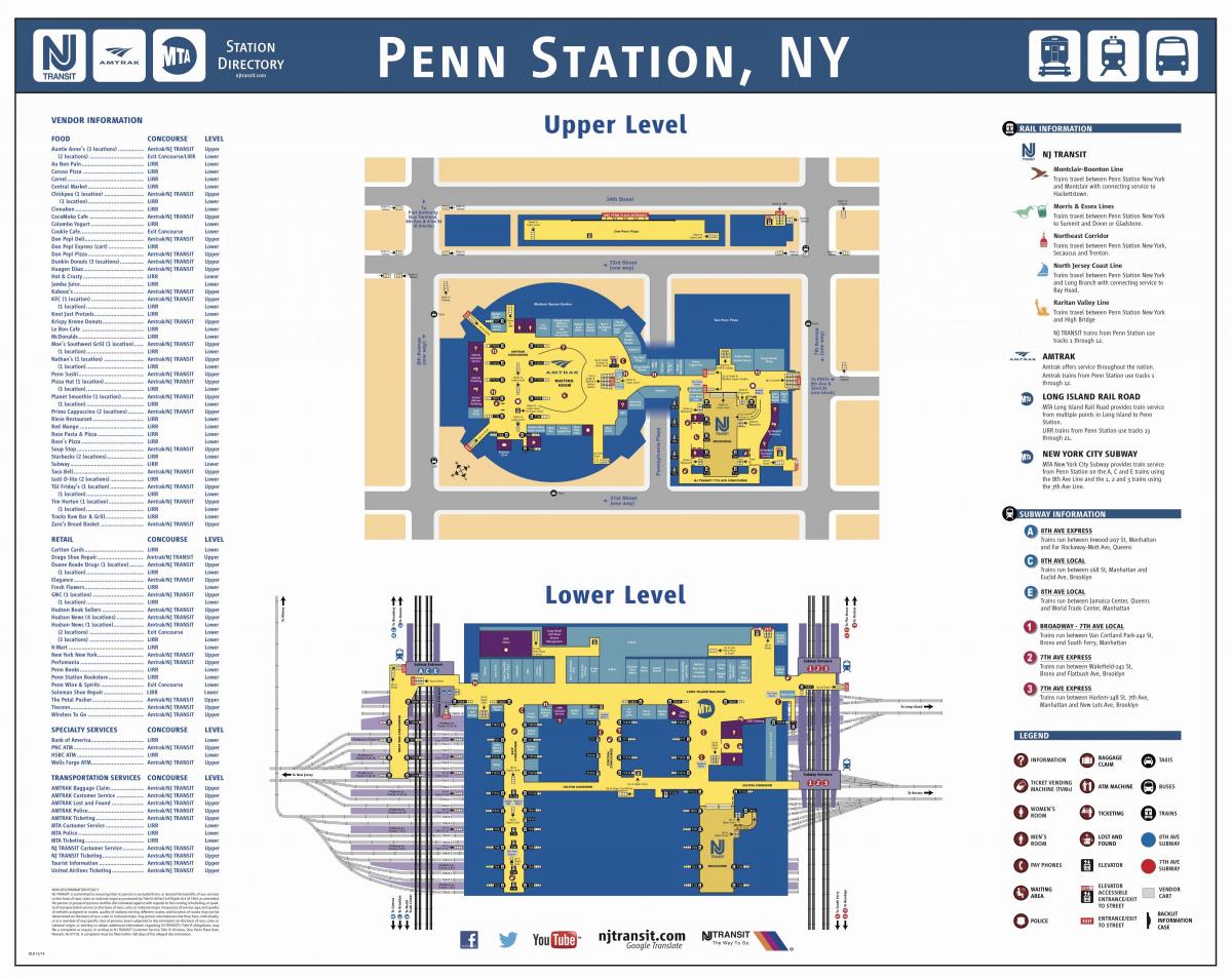 A Penn állomás Manhattan térkép