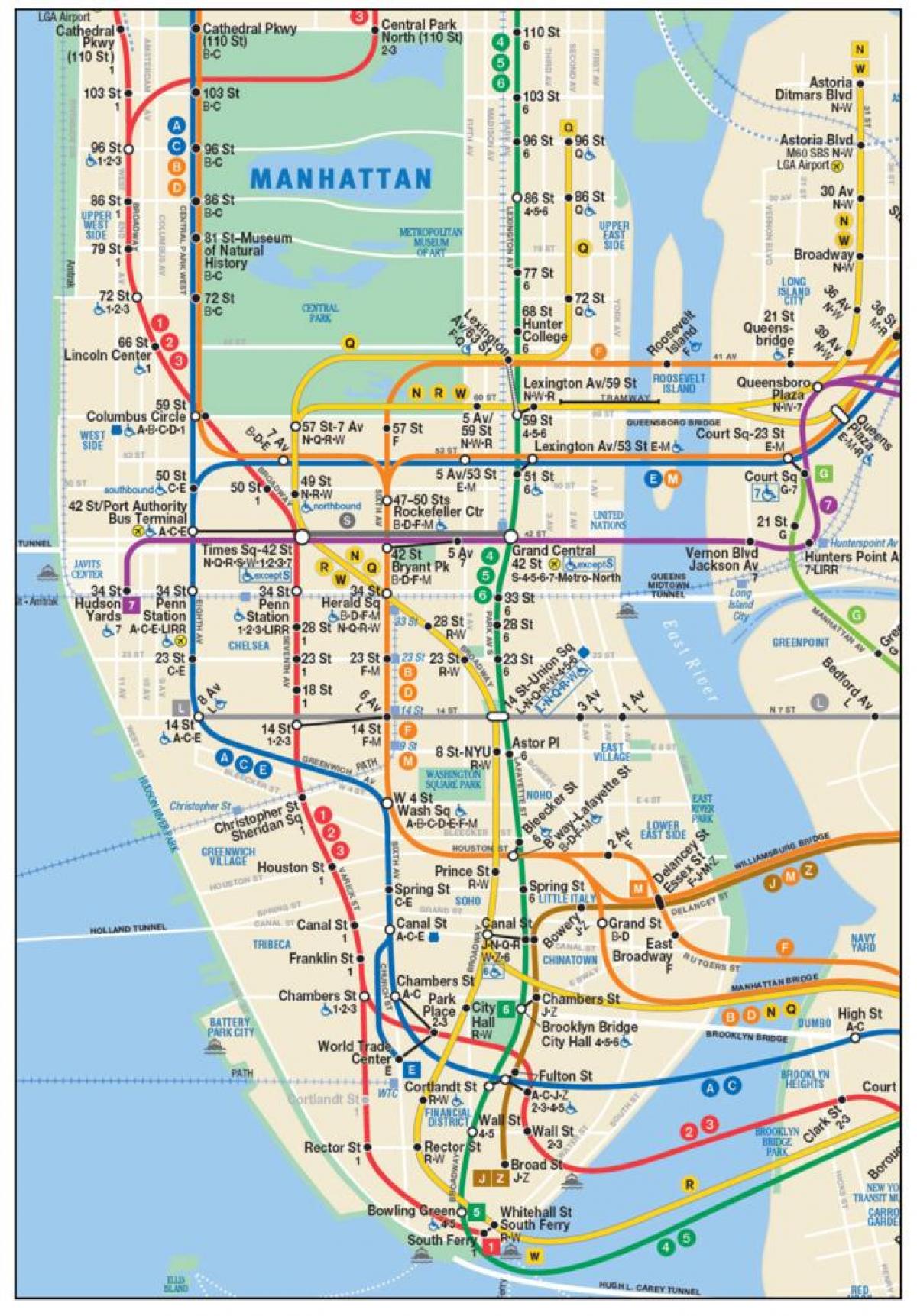 térkép alsó-Manhattan metró