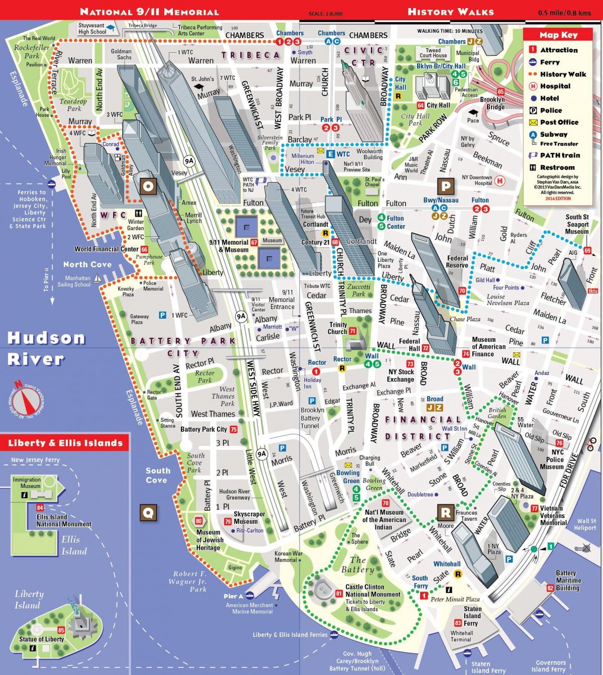 alsó-Manhattan turista térkép