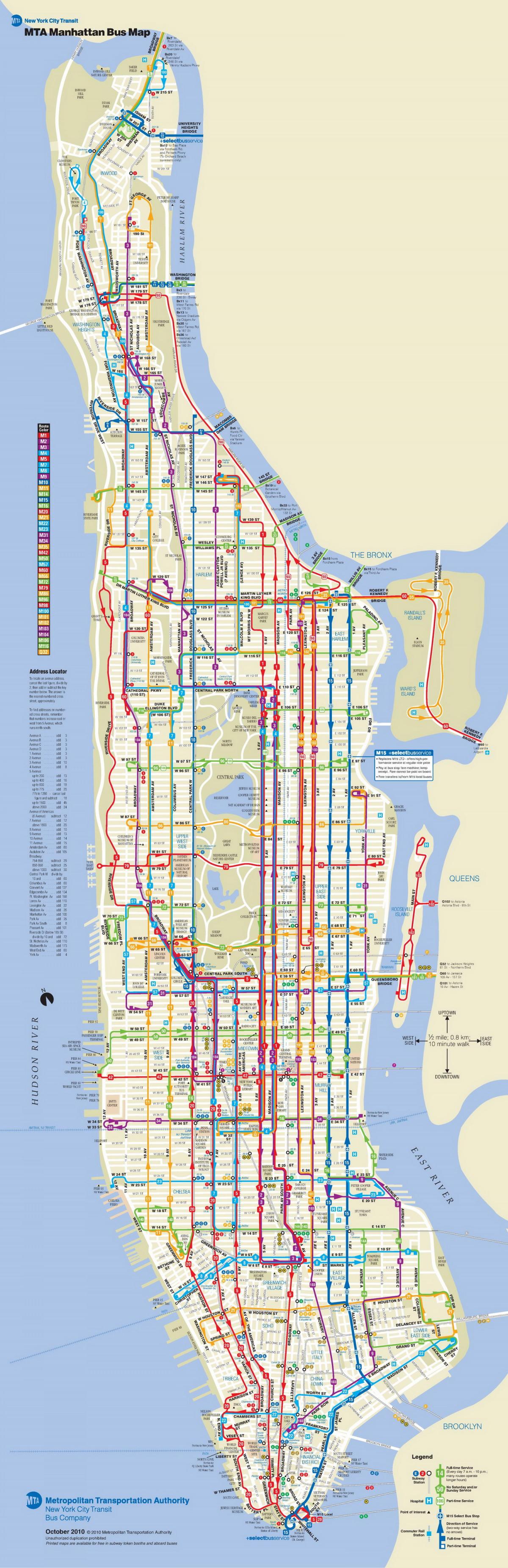 NYC busz térkép Manhattan
