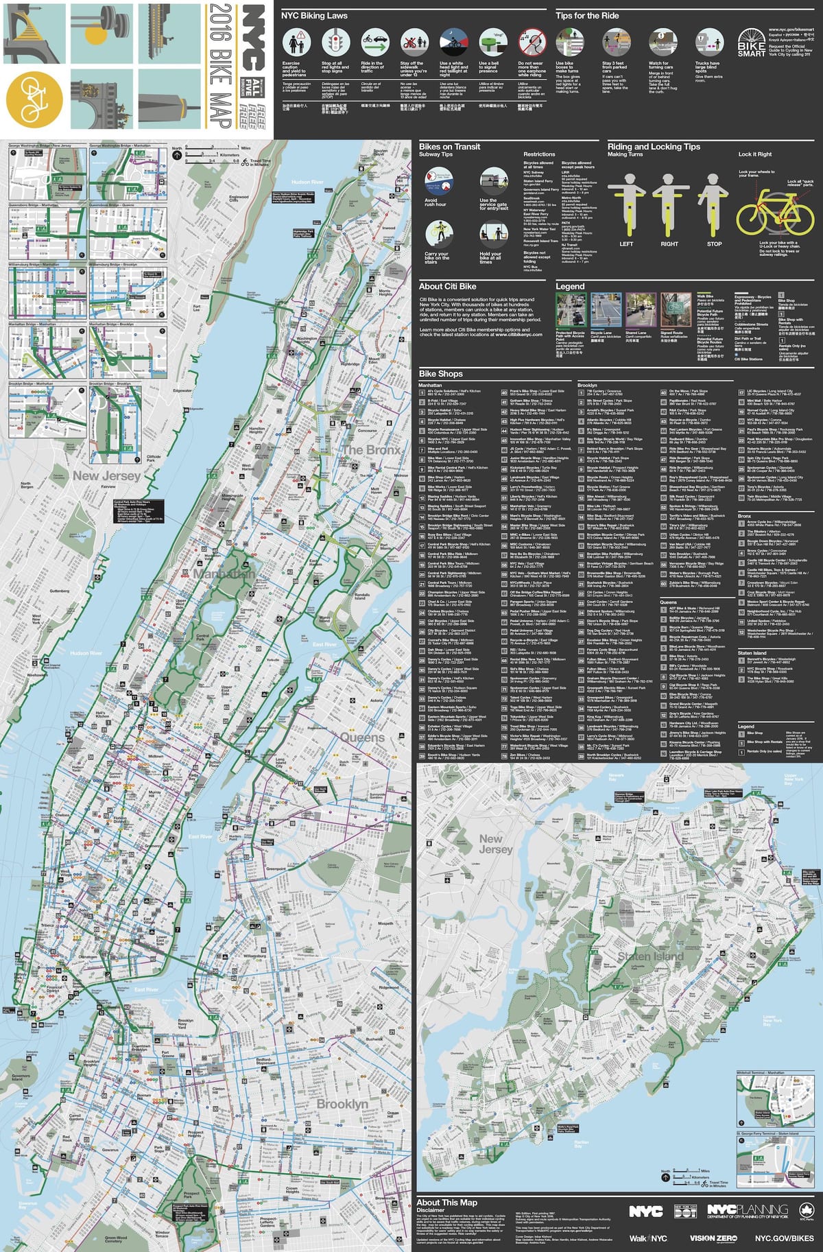 Manhattan-kerékpáros térkép