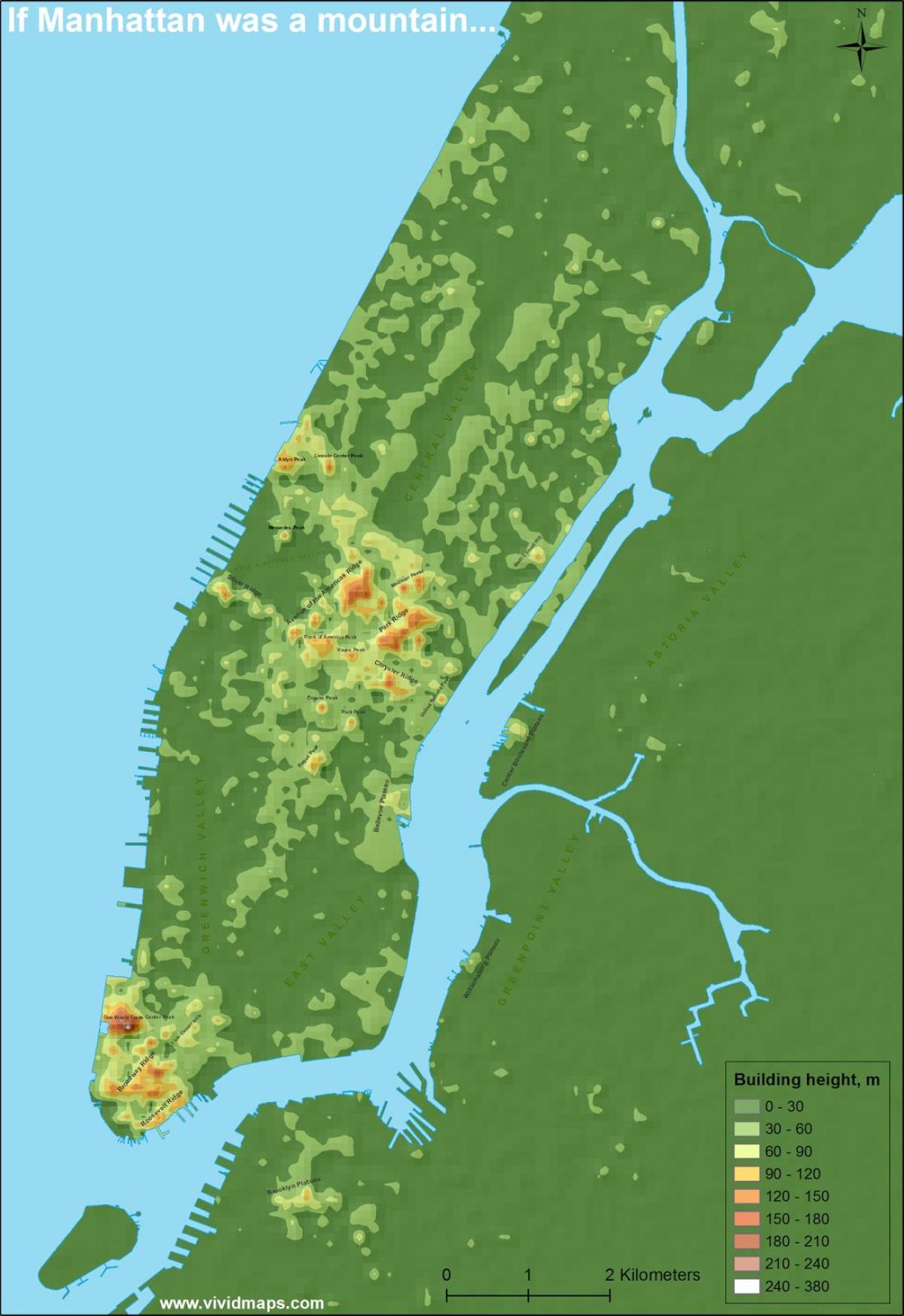 magassági térkép Manhattan