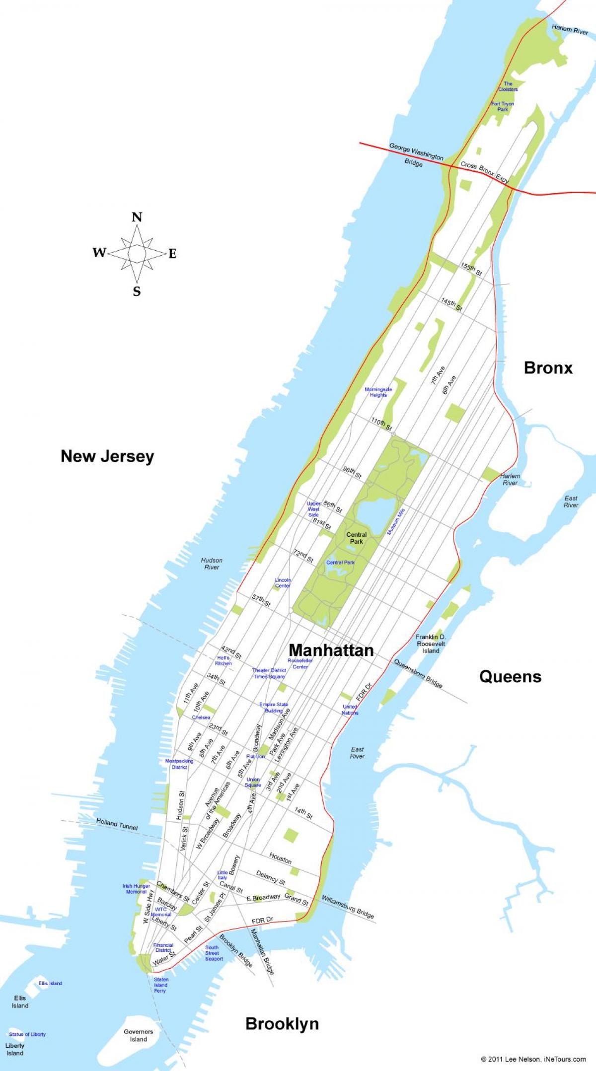 térkép Manhattan sziget New York
