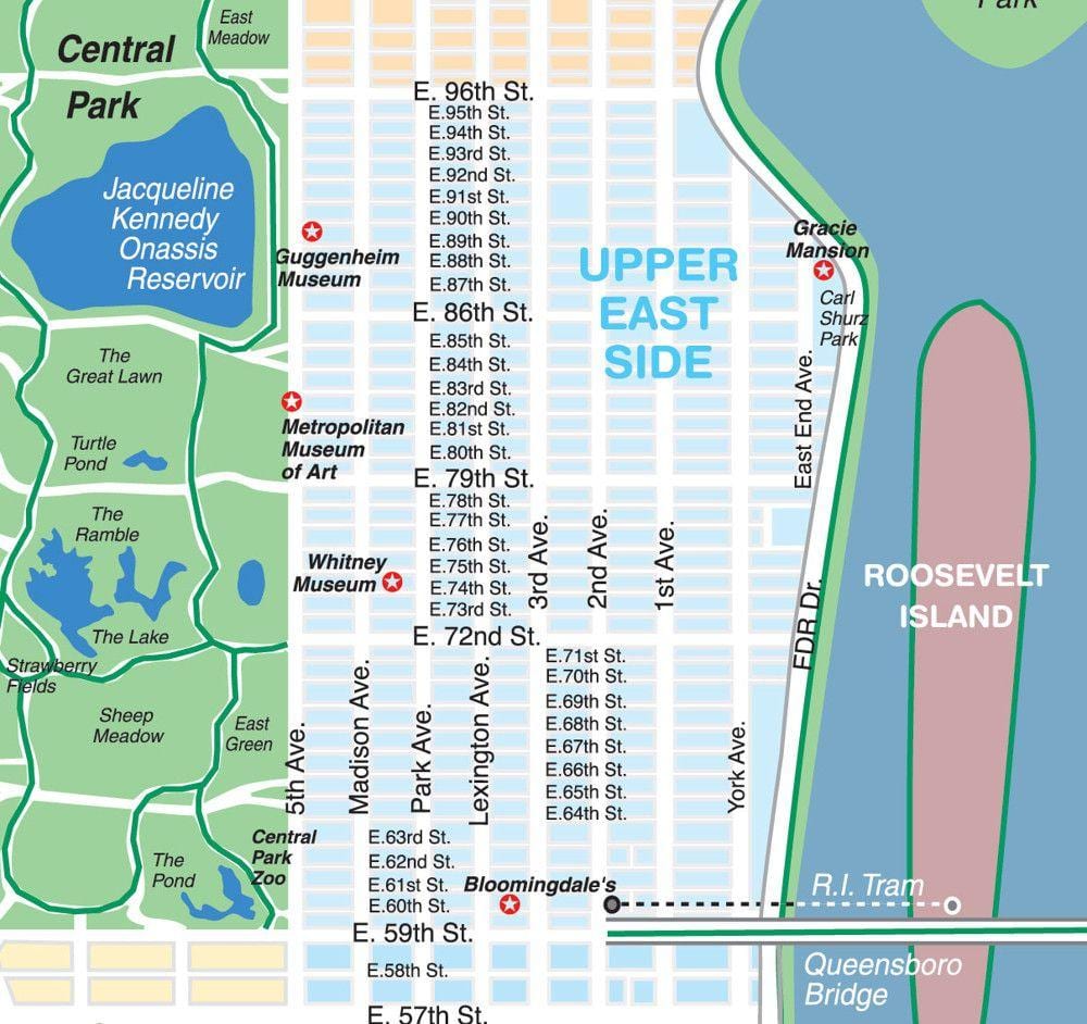 térkép jobb felső east side-Manhattan