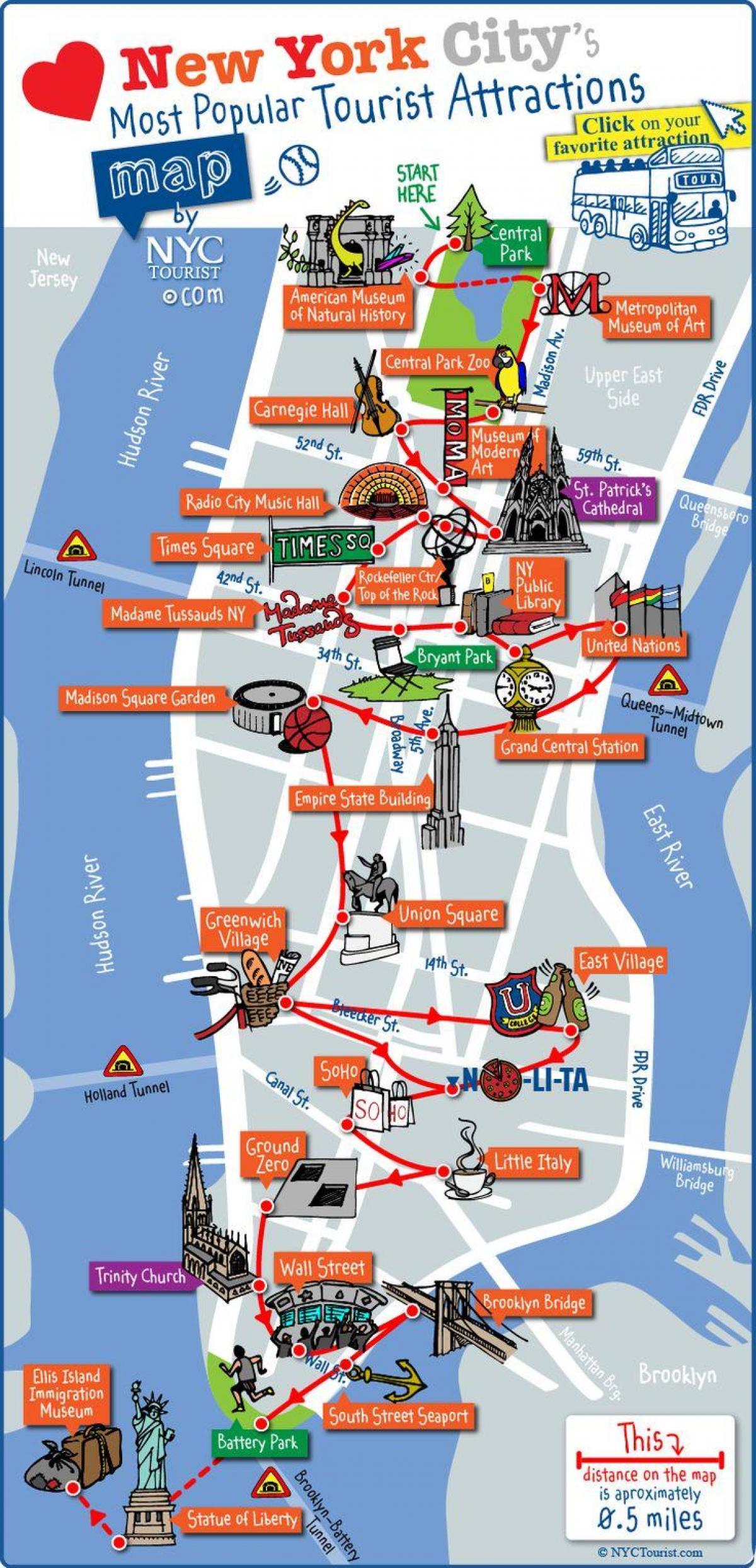 Manhattan látnivalók térkép