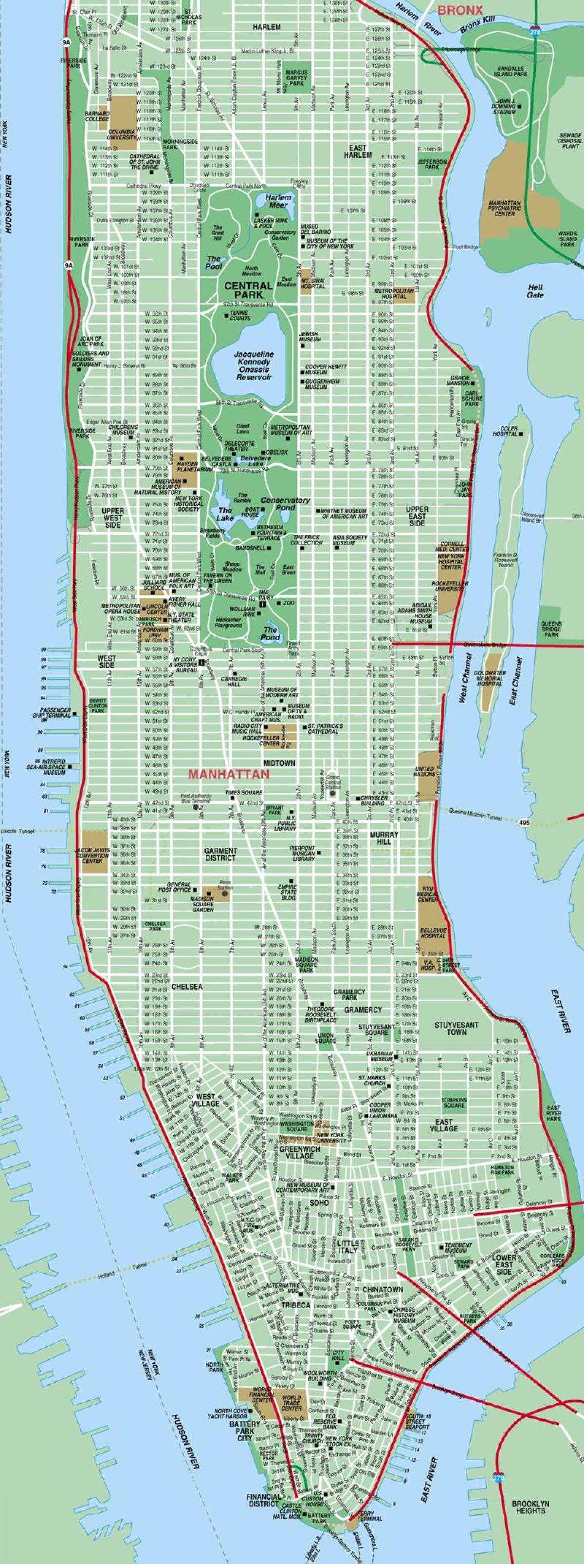 részletes térkép a Manhattani