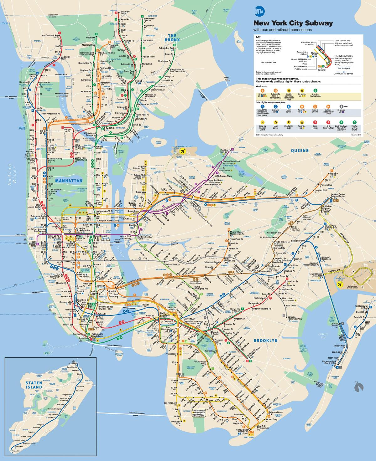 New YORK-i metró térkép Manhattan