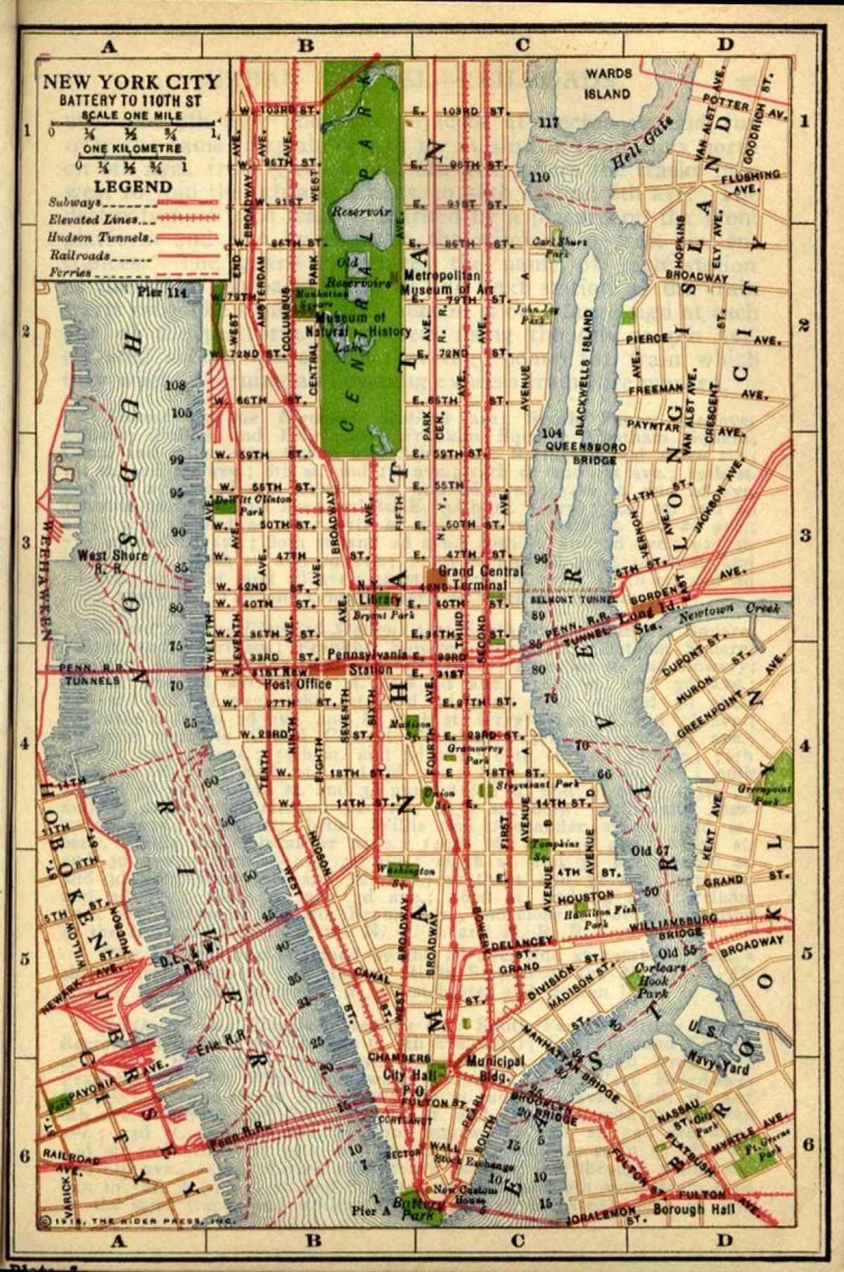 térkép régi Manhattan