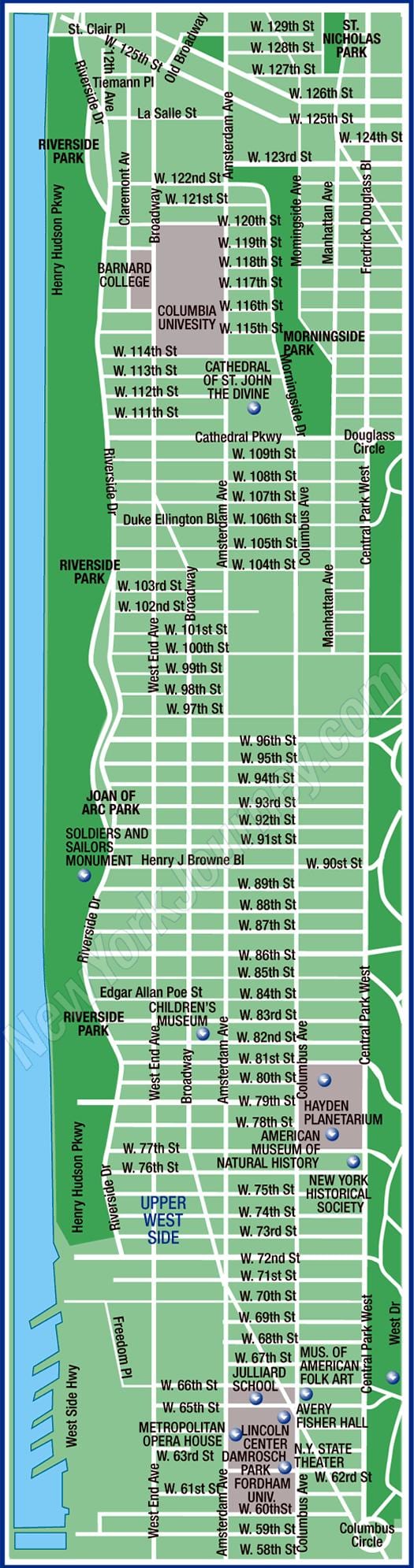 felső Manhattan térkép