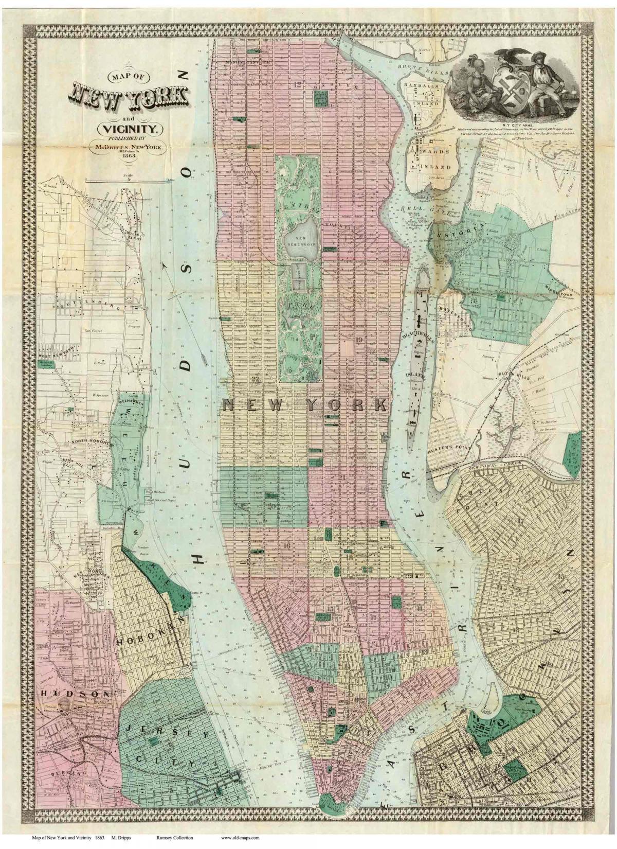 történelmi Manhattani térképek