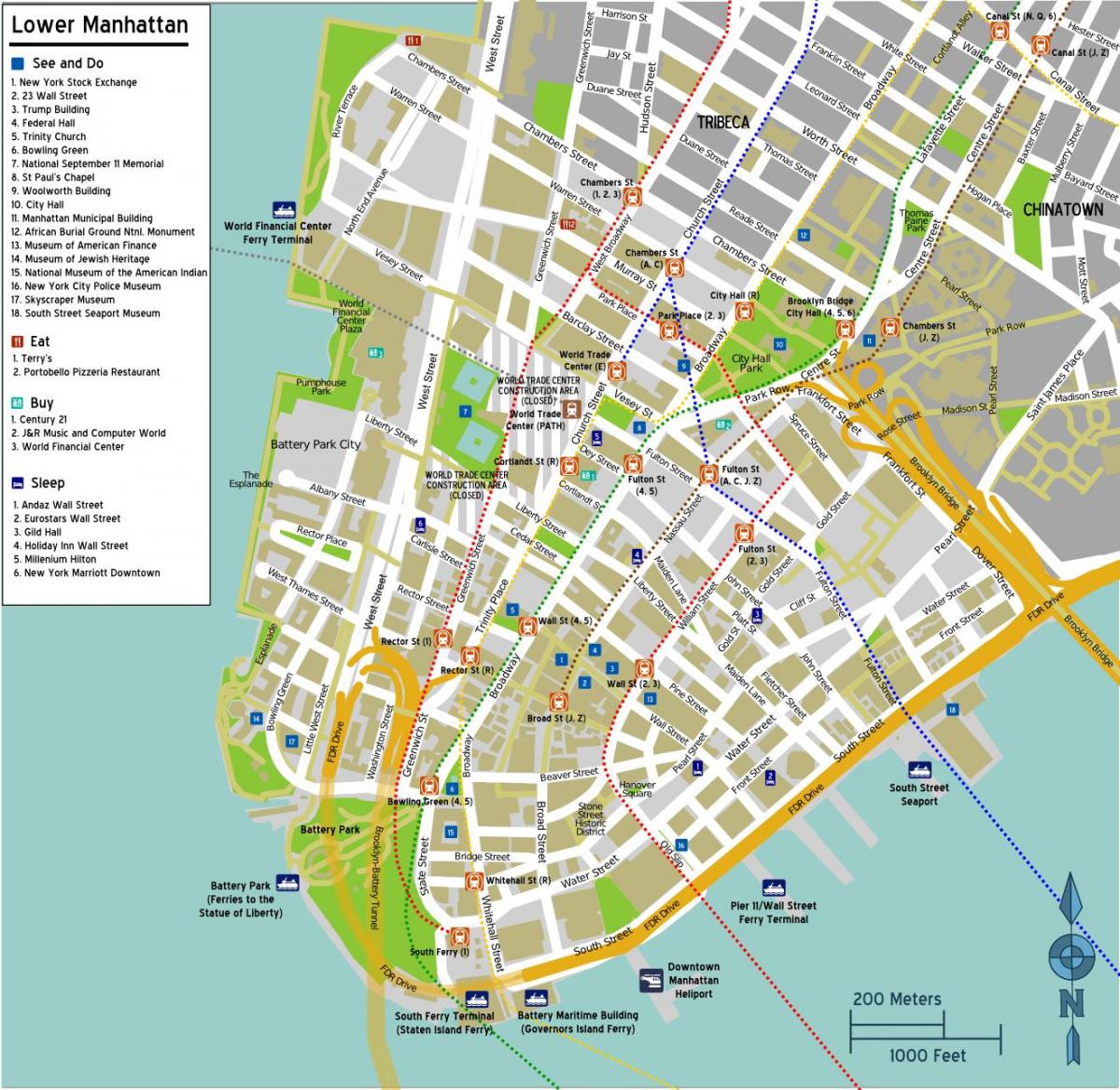 térkép alsó Manhattan utcanevek