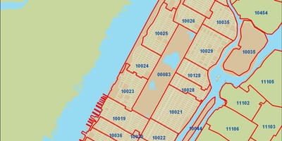 NYC irányítószám térkép Manhattan