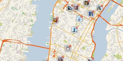 Térkép Manhattan mutatja turista látványosságok