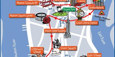 Térkép Manhattan, New York-i látnivalók