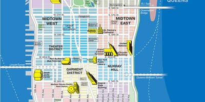Térkép jobb felső Manhattan szomszédságában
