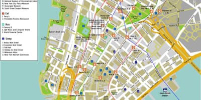 Térkép alsó Manhattan utcanevek